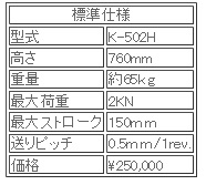 日本ATTONIC亞通力K-502H手動(dòng)式立式負載支架